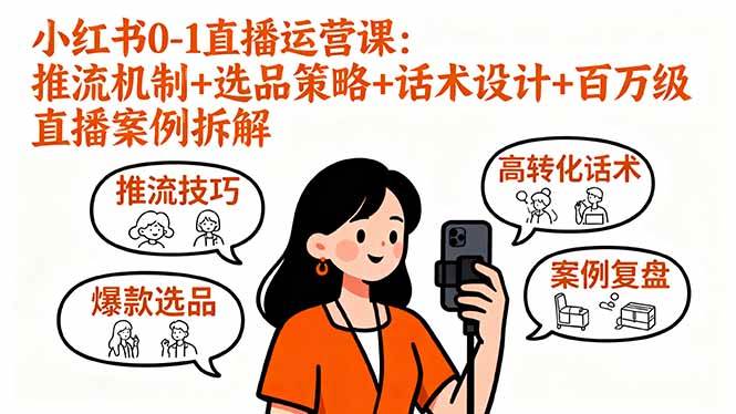 （16002期）小红书0-1直播运营课：推流机制+选品策略+话术设计+百万级直播案例拆解-3YVIP资源库