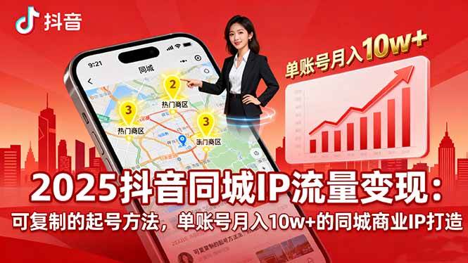 （16000期）2025同城IP流量变现：可复制的起号方法，单账号月入10w+的同城商业IP打造-3YVIP资源库