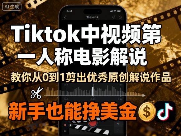 Tiktok中视频第一人称电影解说，教你从0到1剪出一个优秀的原创解说作品，新手也能挣美金-3YVIP资源库