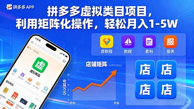（16025期）拼多多虚拟类目项目，利用矩阵化操作，轻松月入1-5W-3YVIP资源库