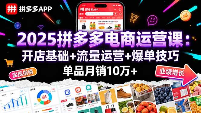 （16018期）2025拼多多电商运营课：开店基础+流量运营+爆单技巧，单品月销10万+-3YVIP资源库