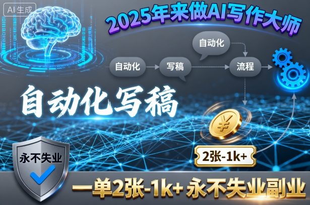 2025年来做AI写作大师，自动化写稿，一单2张-1k+，永不失业副业-3YVIP资源库