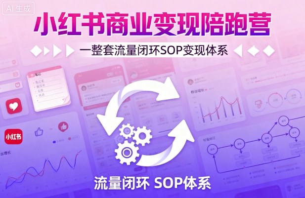 小红书商业变现陪跑营，轻IP矩阵 私域获客 聚光投流，一整套流量闭环SOP变现体系-3YVIP资源库