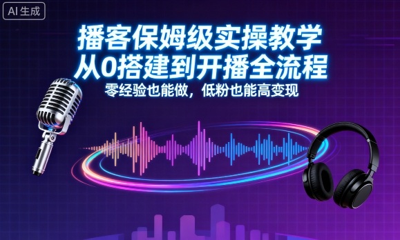 播客保姆级实操教学，从0搭建到开播全流程，零经验也能做，低粉也能高变现-3YVIP资源库