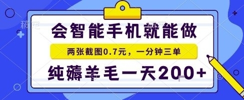 手机项目，二十秒一单，纯薅羊毛一天2张+做就有【揭秘】-3YVIP资源库