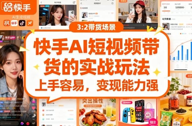 快手ai短视频带货的实战玩法，上手容易，变现能力强-3YVIP资源库