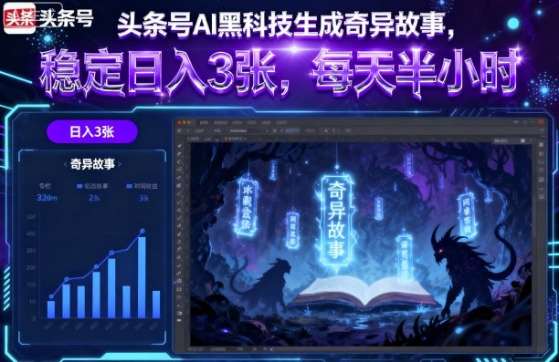 头条号AI黑科技生成奇异故事，稳定日入3张，每天半小时-3YVIP资源库