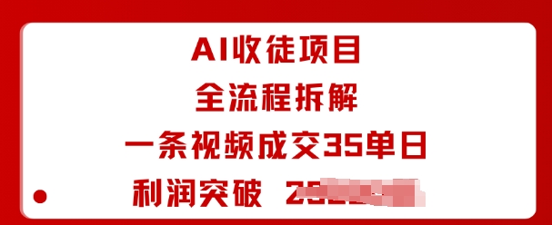 AI收徒项目全流程拆解一条视频成交35单日利润突破1k+-3YVIP资源库
