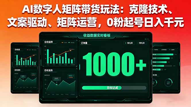 （16050期）AI数字人矩阵带货玩法：克隆技术、文案驱动、矩阵运营，0粉起号日入千元-3YVIP资源库