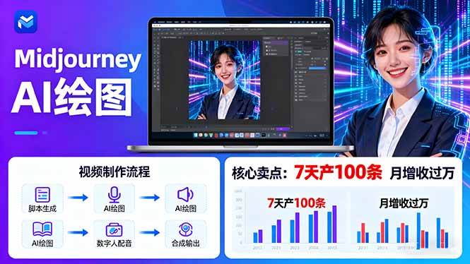 （16049期）AI绘图照片开口说话视频制作：Midjourney+数字人，7天产100条月增收过万-3YVIP资源库