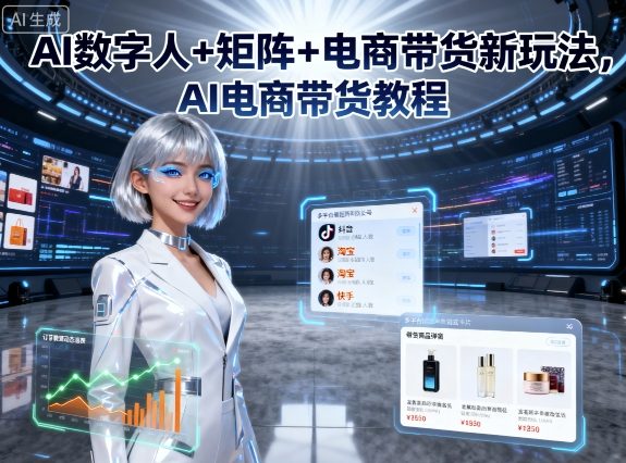 AI数字人+矩阵+电商带货新玩法，AI电商带货教程-3YVIP资源库
