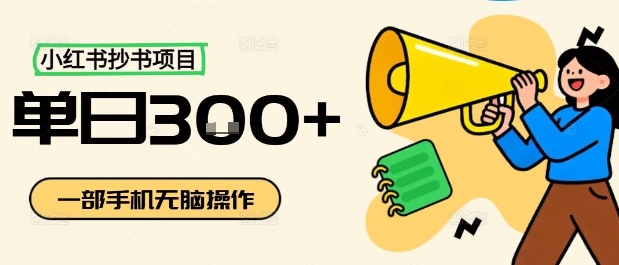 小红书抄书项目，无脑操作，一天3张-3YVIP资源库