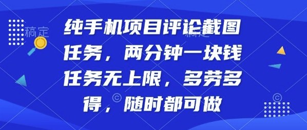 纯手机项目评论截图任务，两分钟一块钱多劳多得，随时随地都能做【揭秘】-3YVIP资源库