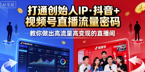 25年直播9-10两期线下课，打通创始人IP，抖音+视频号直播流量密码，教你做出高流量高变现的直播间-3YVIP资源库