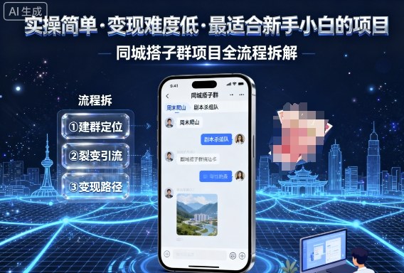 实操简单，变现难度低，最适合新手小白做的项目，每天轻松收入3张，同城搭子群项目全流程拆解-3YVIP资源库