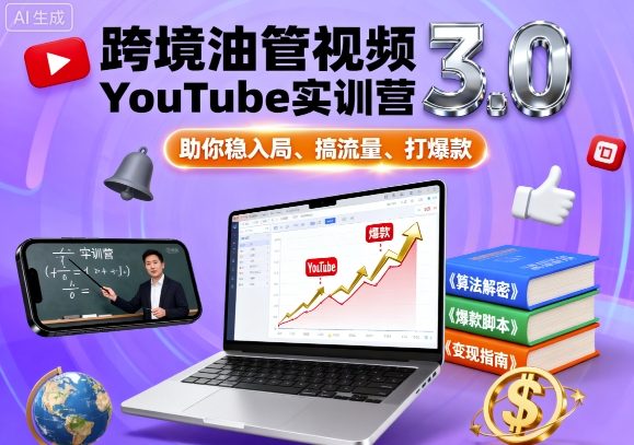 跨境油管视频YouTube实训营3.0，助你稳入局、搞流量、打爆款-3YVIP资源库
