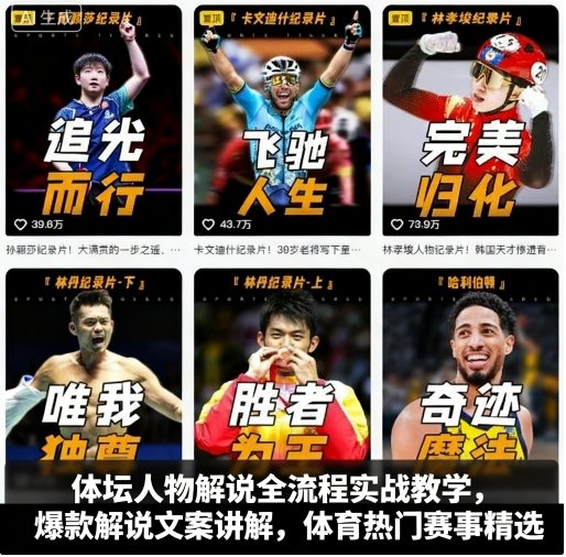 体坛人物解说全流程实战教学，爆款解说文案讲解，体育热门赛事精选-3YVIP资源库