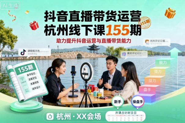 抖音直播带货运营杭州线下课155期，助力提升抖音运营与直播带货能力-3YVIP资源库