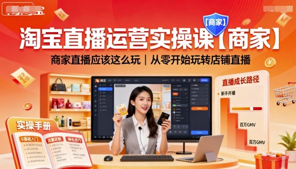 淘宝直播运营实操课【商家】，商家直播应该这么玩，从零开始玩转店铺直播-3YVIP资源库