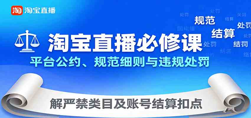 淘宝直播必修课：平台公约、规范细则与违规处罚，解严禁类目及账号结算扣点-3YVIP资源库