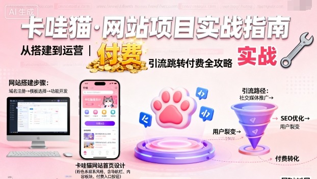 卡哇猫·网站项目，网站搭建与运营以及引流跳转付费-3YVIP资源库