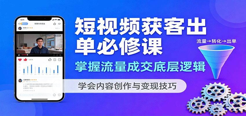 短视频获客出单必修课：掌握流量成交底层逻辑，学会内容创作与变现技巧-3YVIP资源库