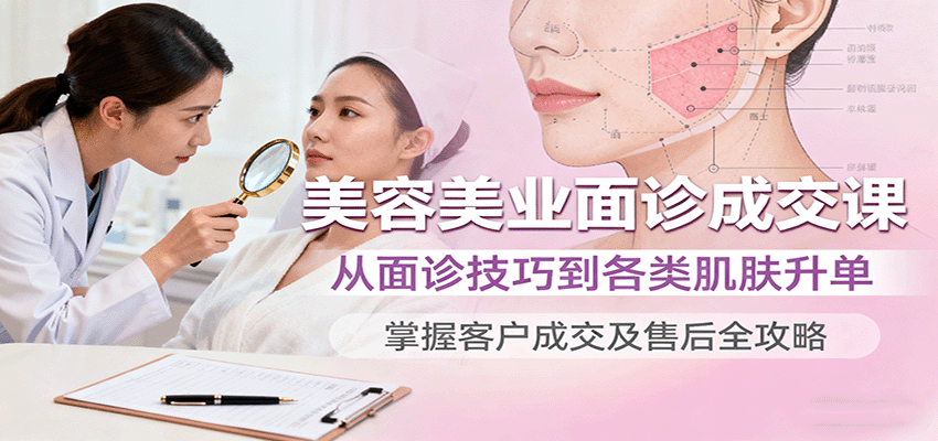 美容美业面诊成交课，从面诊技巧到各类肌肤升单，掌握客户成交及售后全攻略-3YVIP资源库