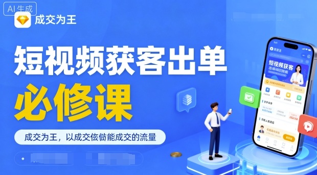 短视频获客出单必修课，成交为王，以成交为导向，直接做能成交的流量-3YVIP资源库