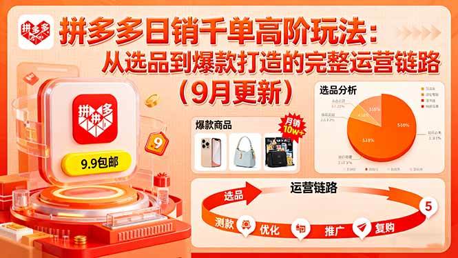 （16100期）拼多多日销千单高阶玩法：从选品到爆款打造的完整运营链路（9月更新）-3YVIP资源库