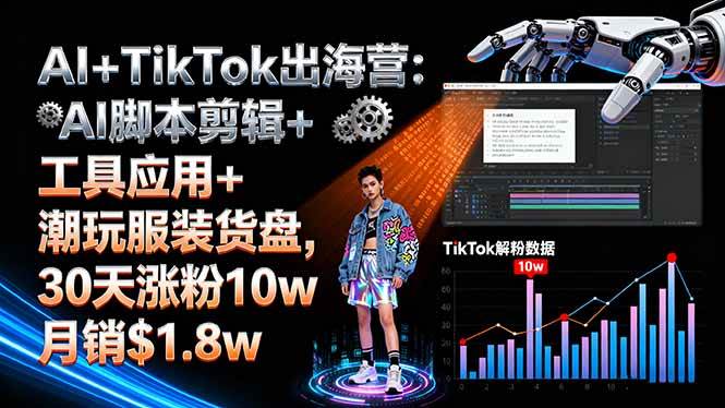 （16108期）AI+TikTok出海营:AI脚本剪辑+工具应用+潮玩服装货盘,30天涨粉10w月销$1.8w-3YVIP资源库