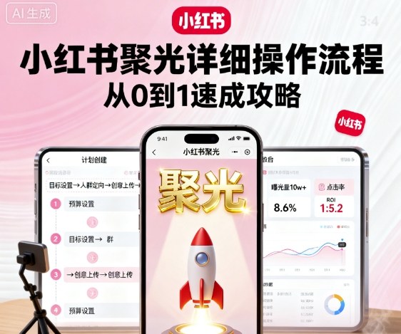 小红书聚光详细操作流程，小红书聚光从0到1速成攻略-3YVIP资源库
