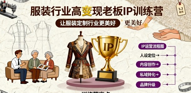 服装行业高变现老板IP训练营，让服装定制行业更美好-3YVIP资源库