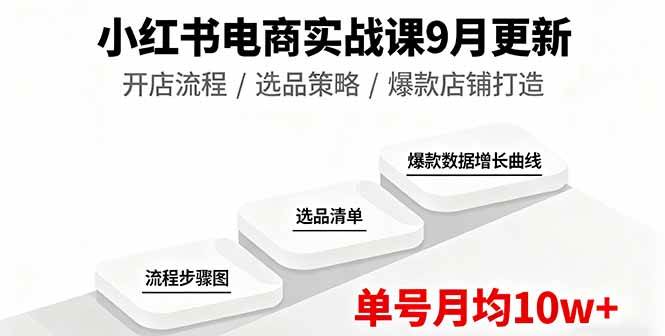 （16120期）小红书电商实战课9月更新，开店流程/选品策略/爆款店铺打造，单号月均10w+-3YVIP资源库
