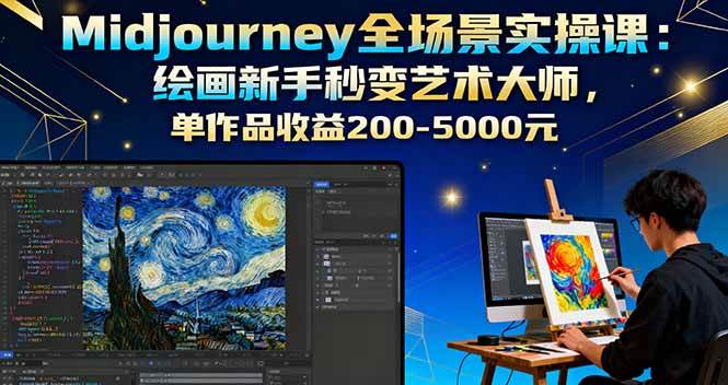 （16125期）Midjourney全场景实操课：绘画新手秒变艺术大师，单作品收益200-5000元-3YVIP资源库