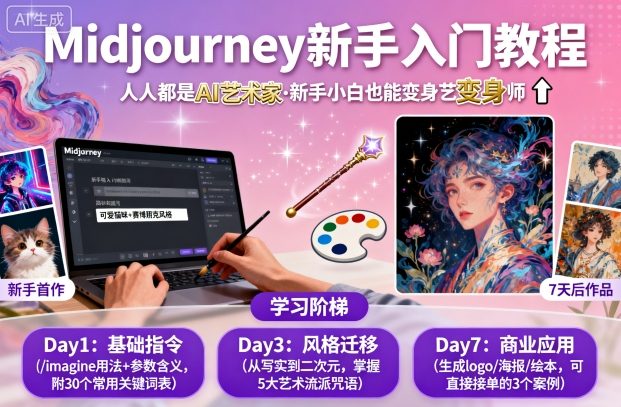 midjourney新手入门教程：人人都是AI艺术家，新手小白也能变身艺术大师-3YVIP资源库