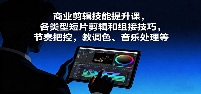 商业剪辑技能提升课，各类型短片剪辑和组接技巧，节奏把控，教调色、音乐处理等-3YVIP资源库