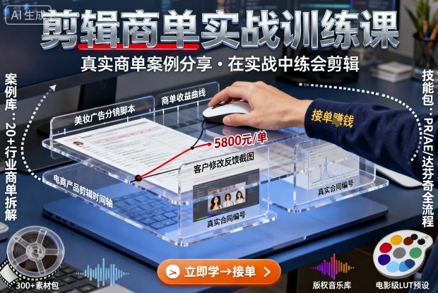 剪辑商单实战训练课，真实商单案例分享，在实战中练会剪辑-3YVIP资源库