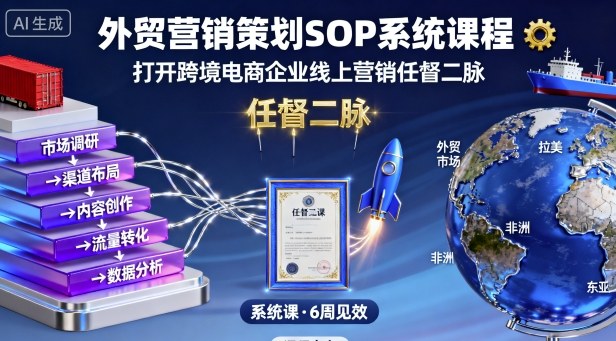 外贸营销策划SOP系统课程，打开跨境电商企业线上营销任督二脉-3YVIP资源库