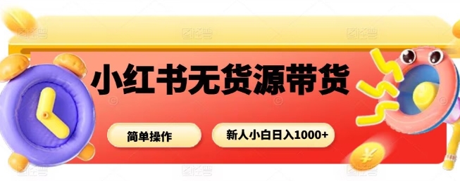 小红书无货源带货项目，简单无脑，新人小白日入多张-3YVIP资源库