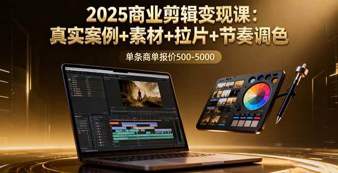 （16130期）2025商业剪辑变现课：真实案例+素材+拉片+节奏调色，单条商单报价500-5000-3YVIP资源库