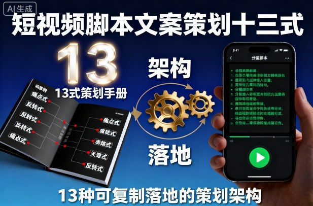 短视频脚本文案策划十三式，13种可复制落地的策划架构-3YVIP资源库