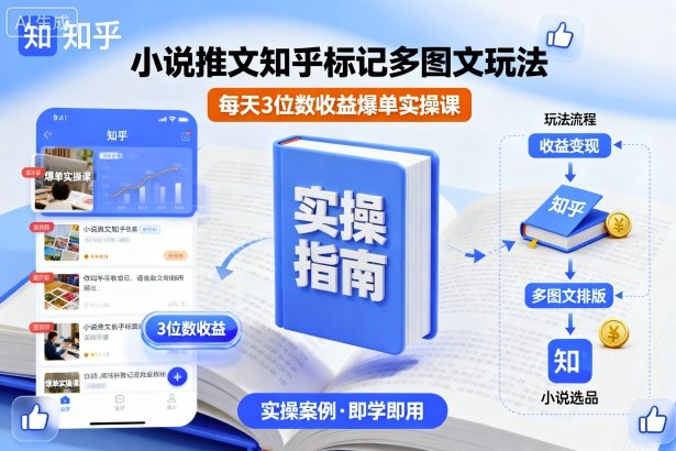 小说推文知乎标记多图文玩法，每天3位数收益爆单实操课-3YVIP资源库