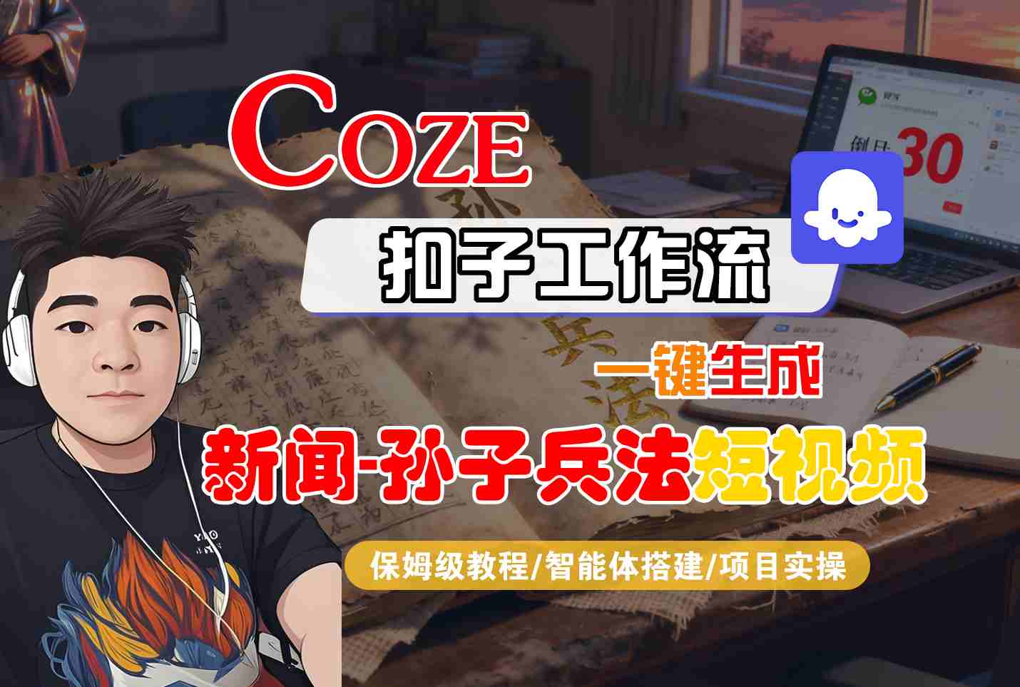 Coze扣子智能体工作流一键生成“新闻-孙子兵法“短视频，全流程保姆级教学-3YVIP资源库