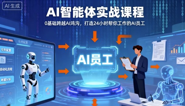 Ai智能体实战课程，0基础跨越Ai鸿沟，打造24小时帮你工作的Ai员工，打破常规，以实战定义Ai-3YVIP资源库