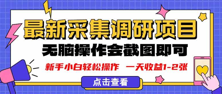 （16155期）新版采集调研项目，截图上传即可，无脑操作，日收益1-2张-3YVIP资源库