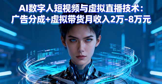 （16148期）AI数字人短视频与虚拟直播技术：广告分成+虚拟带货月收入2万-8万元-3YVIP资源库