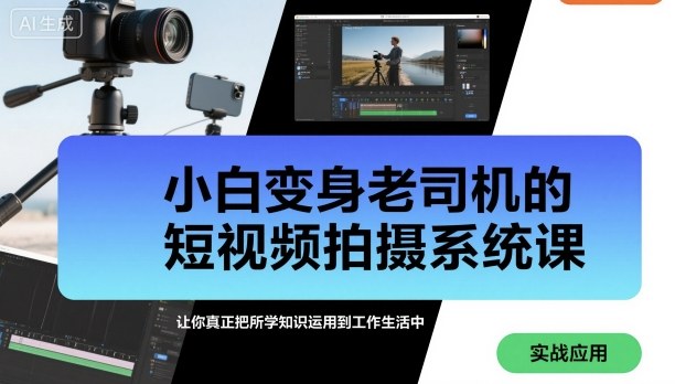 小白变身老司机的短视频拍摄系统课，让你真正把所学知识运用到工作生活中-3YVIP资源库