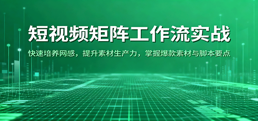 短视频矩阵工作流实战：快速培养网感，提升素材生产力，掌握爆款素材与脚本要点-3YVIP资源库