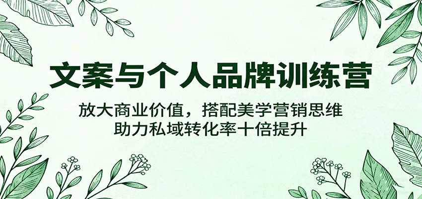 文案与个人品牌训练营，放大商业价值，搭配美学营销思维，助力私域转化率十倍提升-3YVIP资源库
