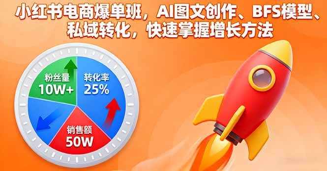 （16187期）小红书电商爆单班，AI图文创作、BFS模型、私域转化，快速掌握增长方法-3YVIP资源库